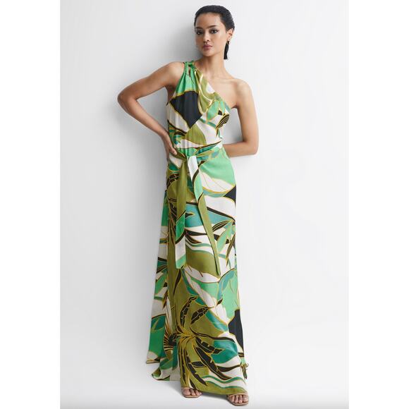REISS Jungle Print Maxi Dress in Green - Picture 1 of 11